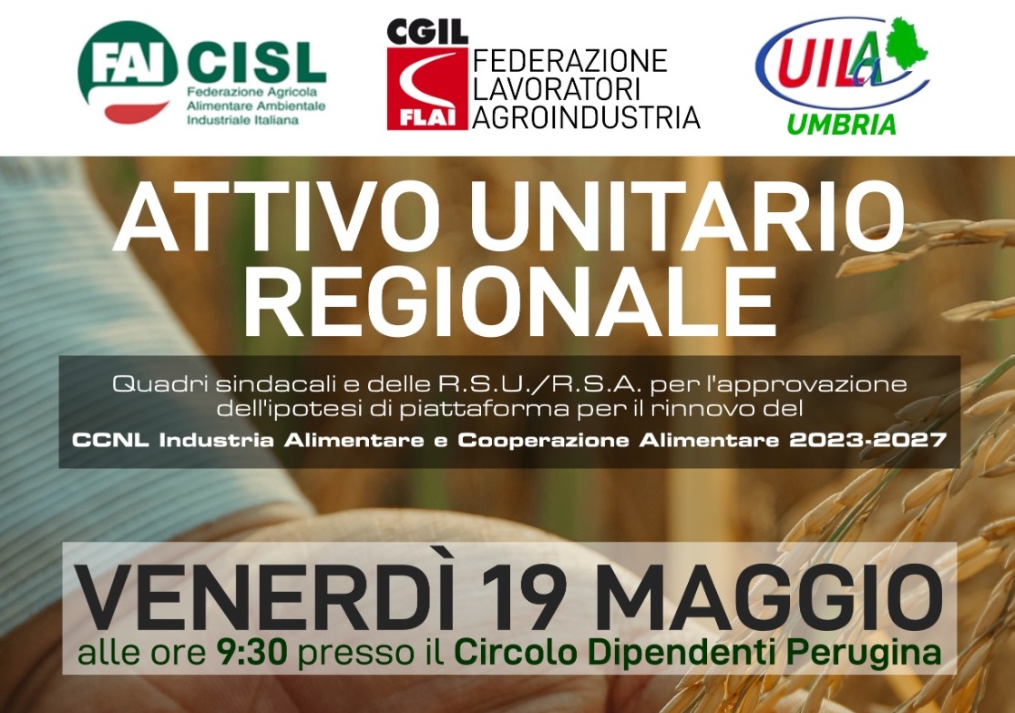 Attivo Unitario Regionale su Ccnl Industria alimentare e cooperazione alimentare 20232027